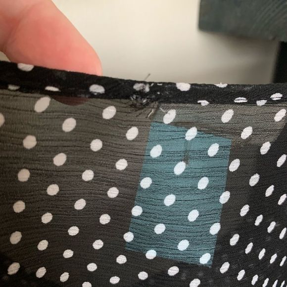 Cherokee Sheer Polkadot Blouse Top Sash Flutter - Picture 15 of 16